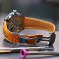 Bespoke Watch Strap in Orange Circular Grains Alligator