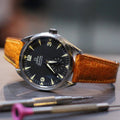 Bespoke Watch Strap in Orange Circular Grains Alligator