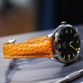 Bespoke Watch Strap in Orange Circular Grains Alligator