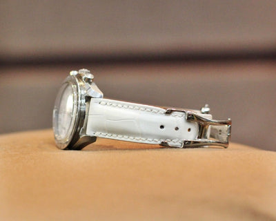 Bespoke Watch Strap in White Crocodile