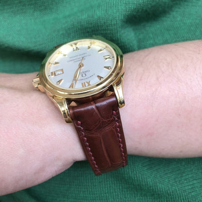 Bespoke Watch Strap in Reddish Brown Crocodile