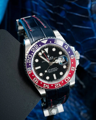 Bespoke Watch Strap in Navy Blue Crocodile