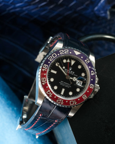 Bespoke Watch Strap in Navy Blue Crocodile