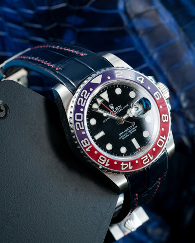 Bespoke Watch Strap in Navy Blue Crocodile