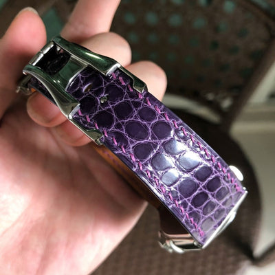 Bespoke Watch Strap in Royal Purple Circular Grains Alligator
