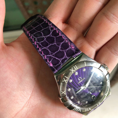 Bespoke Watch Strap in Royal Purple Circular Grains Alligator