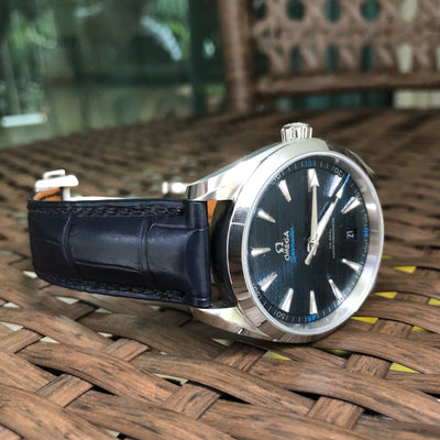 Bespoke Watch Strap in Navy Blue Crocodile