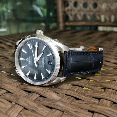 Bespoke Watch Strap in Navy Blue Crocodile