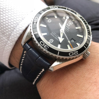 Bespoke Watch Strap in Navy Blue Crocodile