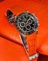 Bespoke Watch Strap in Volcano Orange Alligator