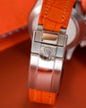 Bespoke Watch Strap in Volcano Orange Alligator