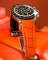 Bespoke Watch Strap in Volcano Orange Alligator