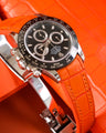 Bespoke Watch Strap in Volcano Orange Alligator