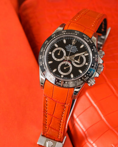 Bespoke Watch Strap in Volcano Orange Alligator
