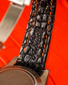 Bespoke Watch Strap in Volcano Orange Alligator
