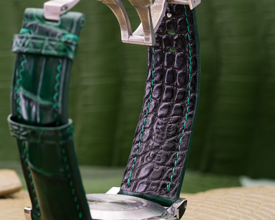 Bespoke Watch Strap in Hunter Green Crocodile