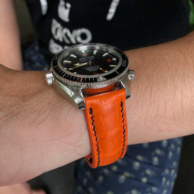 Bespoke Watch Strap in Volcanic Orange Alligator