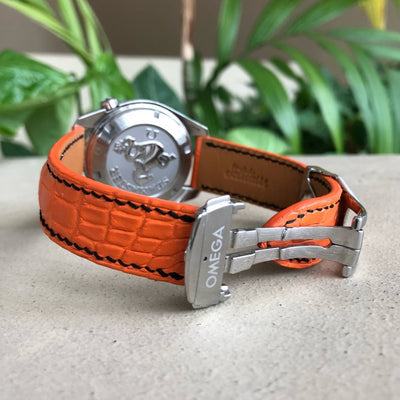 Bespoke Watch Strap in Volcanic Orange Alligator
