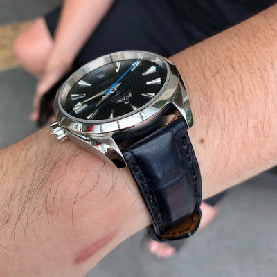 Bespoke Watch Strap in Navy Blue Crocodile