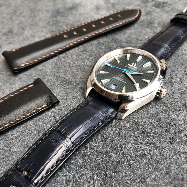 Bespoke Watch Strap in Navy Blue Crocodile – Solitaire Official