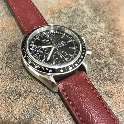 Bespoke Watch Strap in Maroon Red Chevre