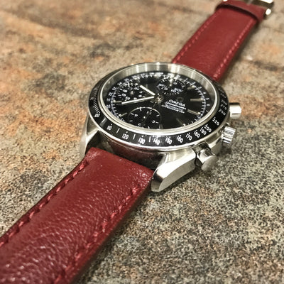 Bespoke Watch Strap in Maroon Red Chevre