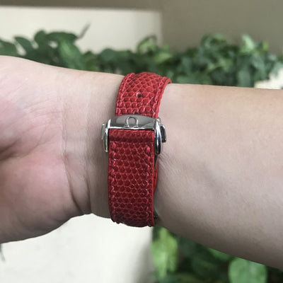 Bespoke Watch Strap in Blood Red Lizard