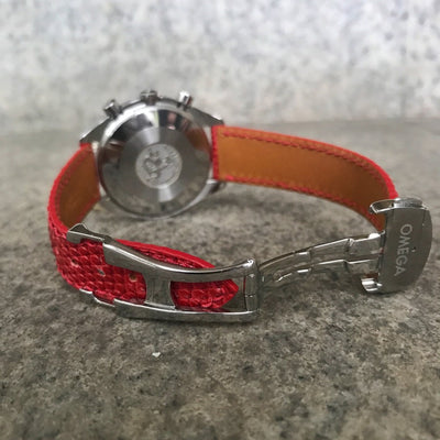 Bespoke Watch Strap in Blood Red Lizard