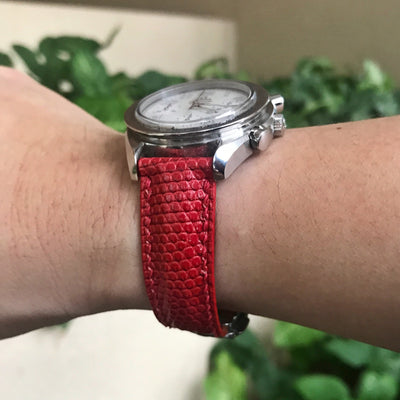 Bespoke Watch Strap in Blood Red Lizard