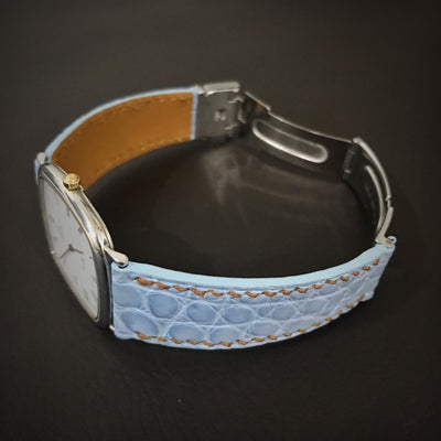 Bespoke Watch Strap in Baby Blue Himalaya Crocodile