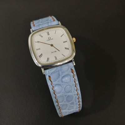 Bespoke Watch Strap in Baby Blue Himalaya Crocodile