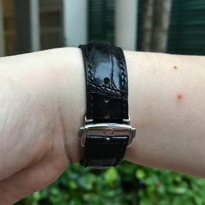 Bespoke Watch Strap in Glossy Black Crocodile