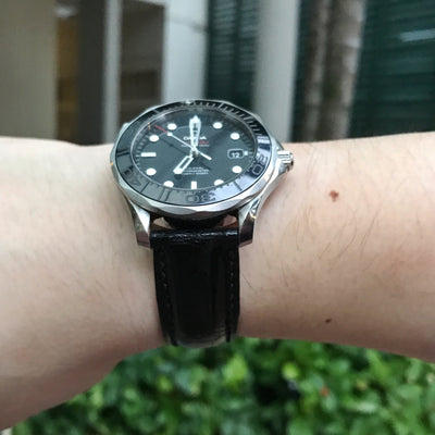 Bespoke Watch Strap in Glossy Black Crocodile