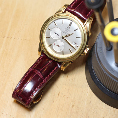 Bespoke Watch Strap in Maroon Red Crocodile