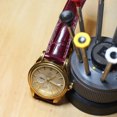 Bespoke Watch Strap in Maroon Red Crocodile