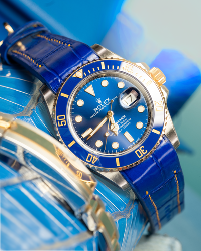 Bespoke Watch Strap in Electric Blue Crocodile