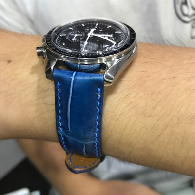 Bespoke Watch Strap in Electric Blue Crocodile