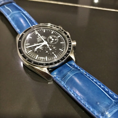 Bespoke Watch Strap in Electric Blue Crocodile