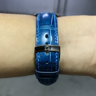 Bespoke Watch Strap in Electric Blue Crocodile
