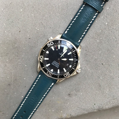 Bespoke Watch Strap in Cerulean Blue Chevre