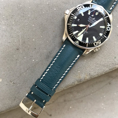 Bespoke Watch Strap in Cerulean Blue Chevre