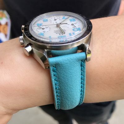Bespoke Watch Strap in Baby Blue Chevre