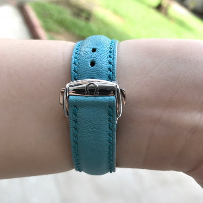 Bespoke Watch Strap in Baby Blue Chevre
