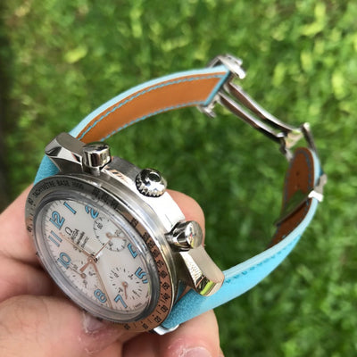 Bespoke Watch Strap in Baby Blue Chevre