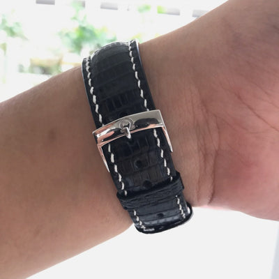Bespoke Watch Strap in Black Lizard