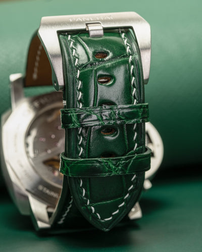Bespoke Watch Strap in Hunter Green Crocodile