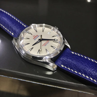 Bespoke Watch Strap in Electric Blue Chevre