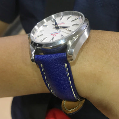 Bespoke Watch Strap in Electric Blue Chevre