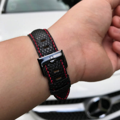 Bespoke Watch Strap in Black Lizard