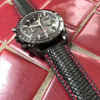 Bespoke Watch Strap in Black Lizard